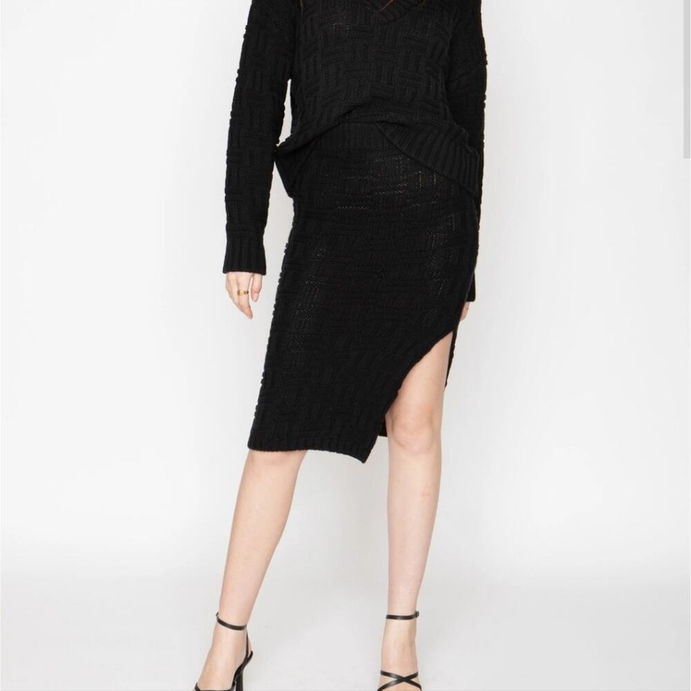 Callahan Revolve "Tony" Chunky Basketweave Knit Midi Skirt Slit NWT Large